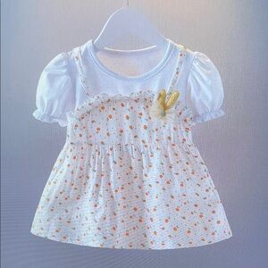 Adorable White and Orange Kids Dress